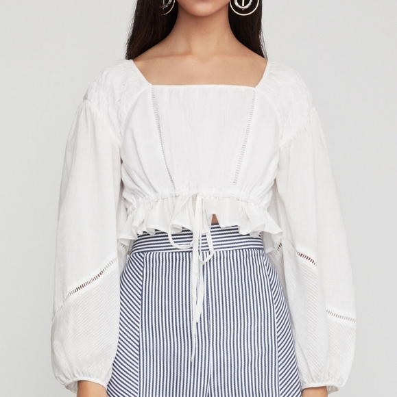 BCBGMaxAzria Tops - Shirred Cropped Peasant Top